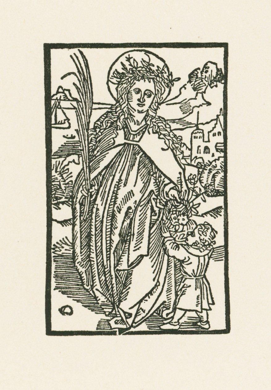 Sainte Dorothée. Illustration de Hortulus Anime. Imprimé par Michael Furter, Bâle - Albrecht Dürer or Duerer