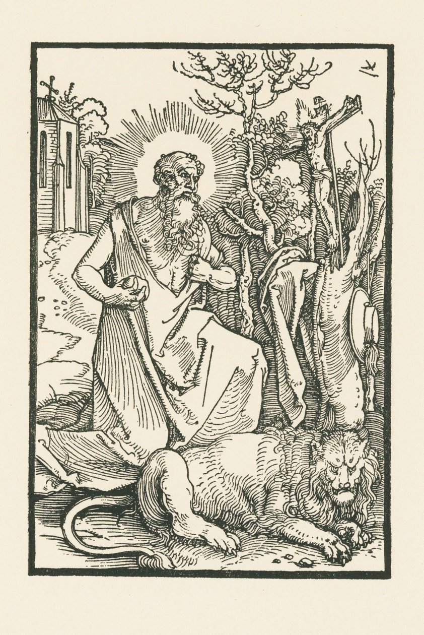 Saint Jérôme. Illustration à Lukas von Prag : Apologia. Imprimé par Hieronymus Höltzel, Nuremberg. - Albrecht Dürer or Duerer