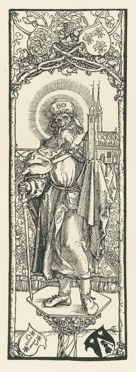 Saint Sebald sur la colonne, vers 1501 (gravure sur bois) - Albrecht Dürer or Duerer