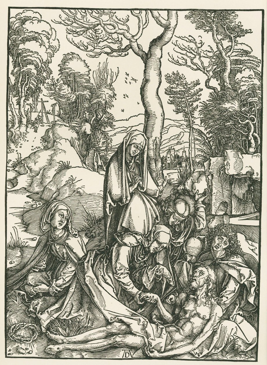 La lamentation pour le Christ, vers 1498-99 (gravure sur bois) - Albrecht Dürer or Duerer