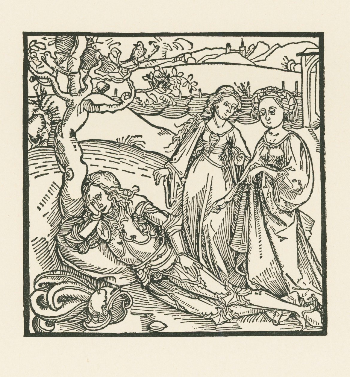 Le chevalier en méditation est rejoint par ses deux filles - Albrecht Dürer or Duerer