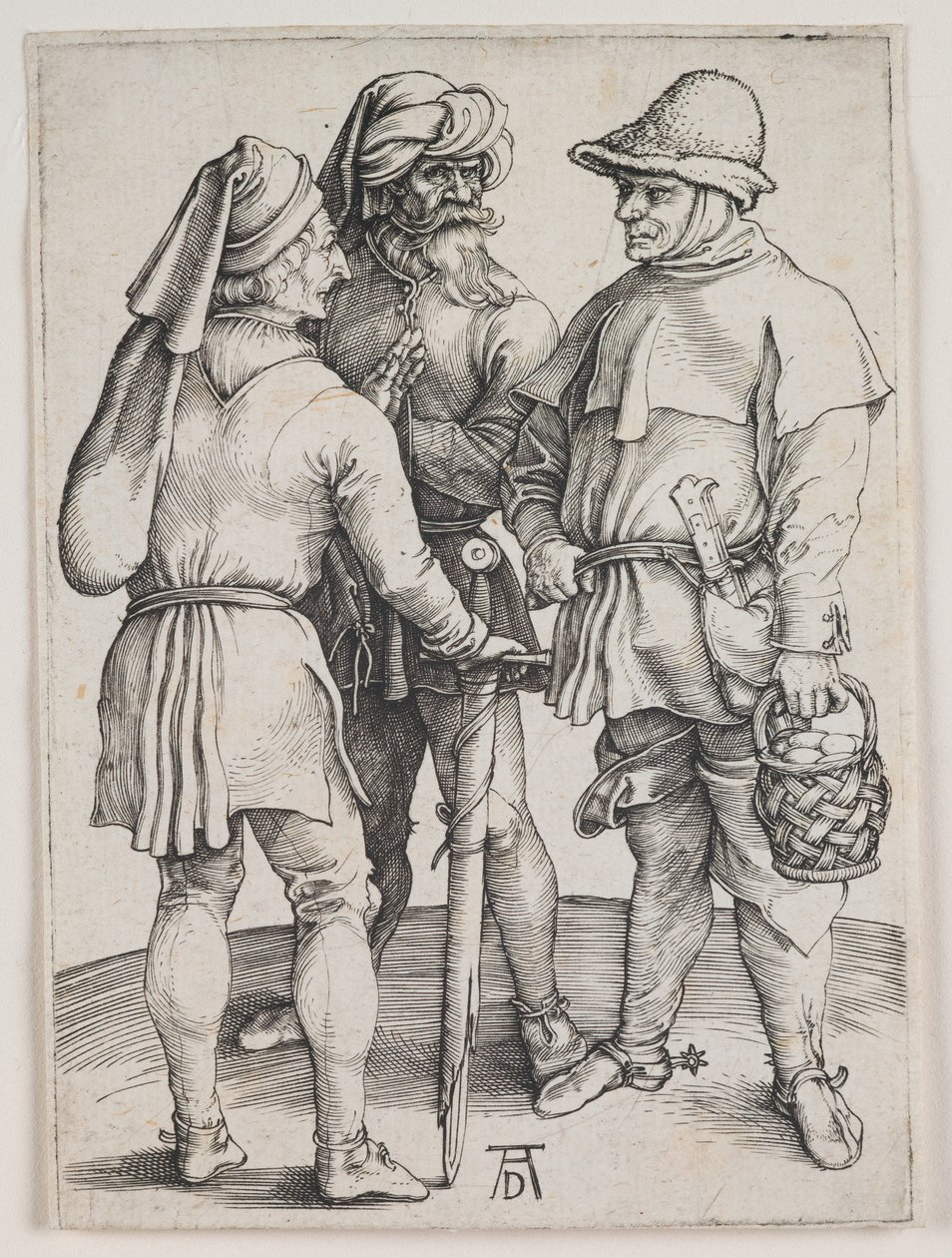 Trois paysans en conversation, vers 1497 (gravure) - Albrecht Dürer or Duerer