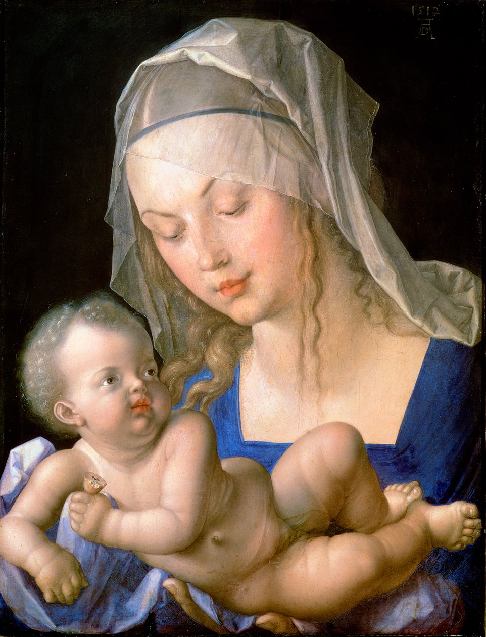 Vierge et enfant tenant une poire à moitié mangée - Albrecht Dürer