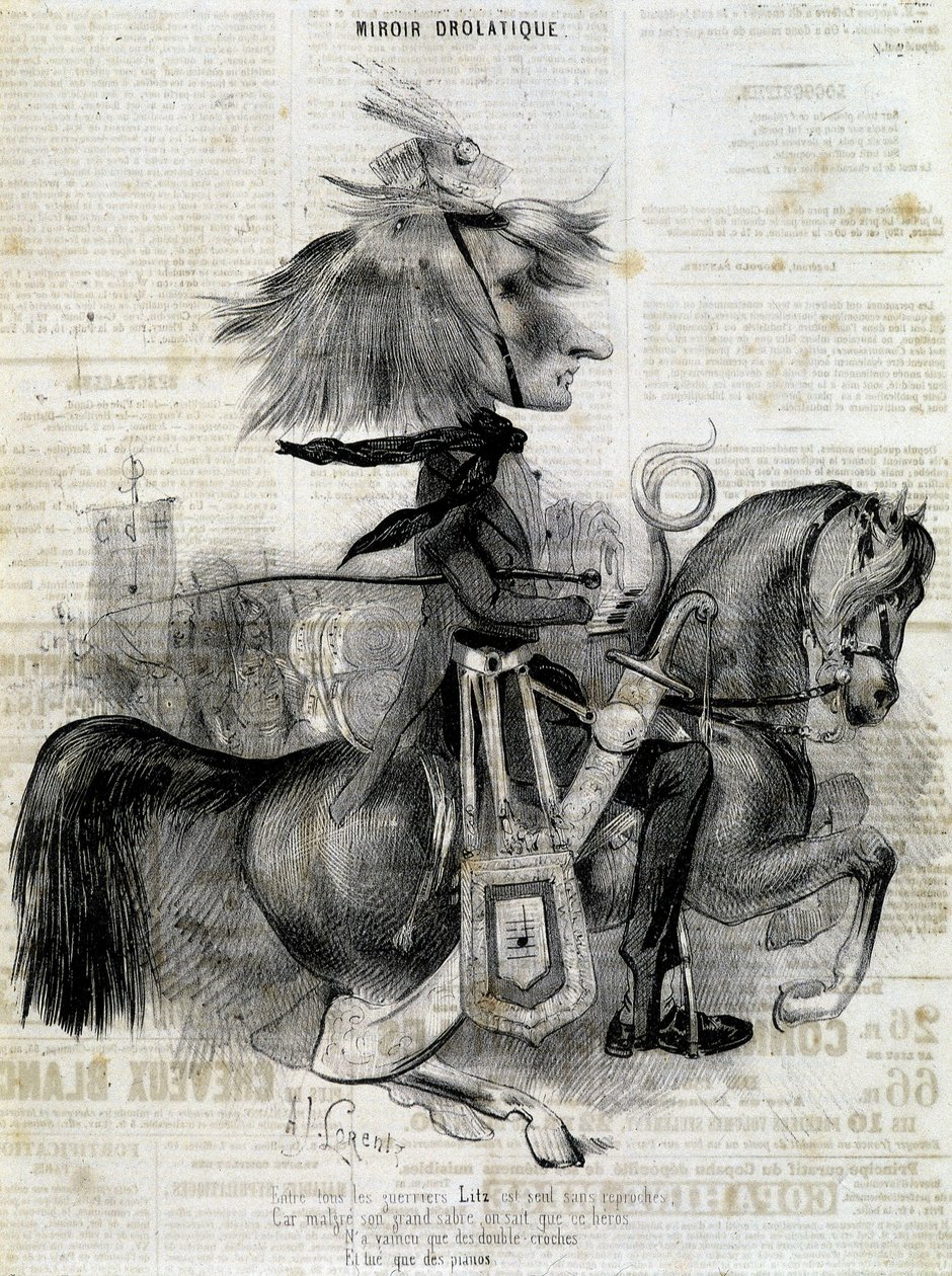 Caricature de Franz Liszt - dans « Charivari » - Alcide Joseph Lorentz