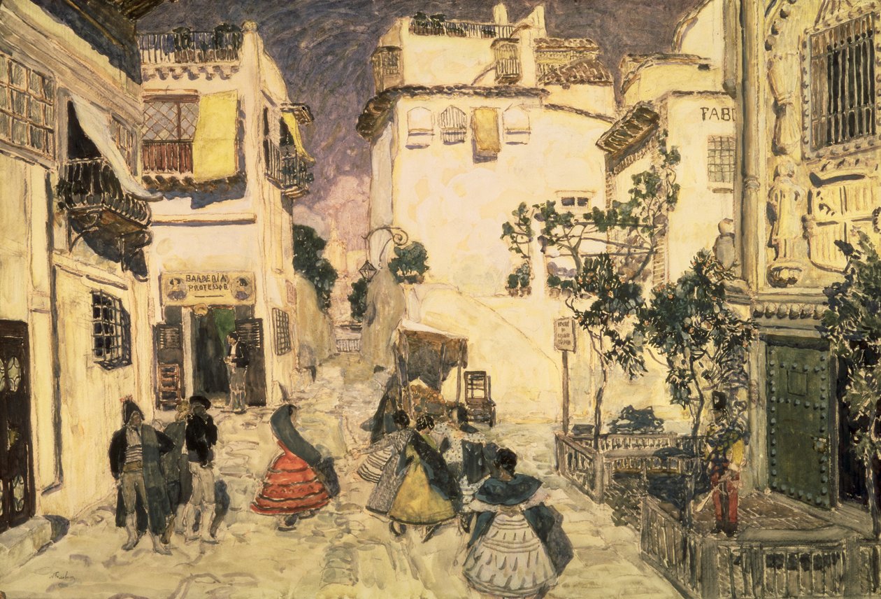 Une rue de Séville, esquisse pour le décor de scène de l