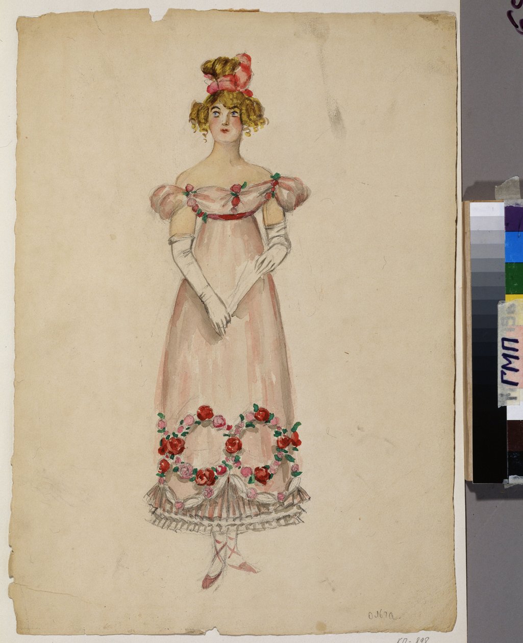 Robe avec guirlandes de fleurs. Projet de costume pour l