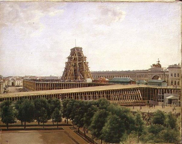 Érection de la Colonne Alexandre sur la Place du Palais - Aleksandr Gavrilovich Denisov