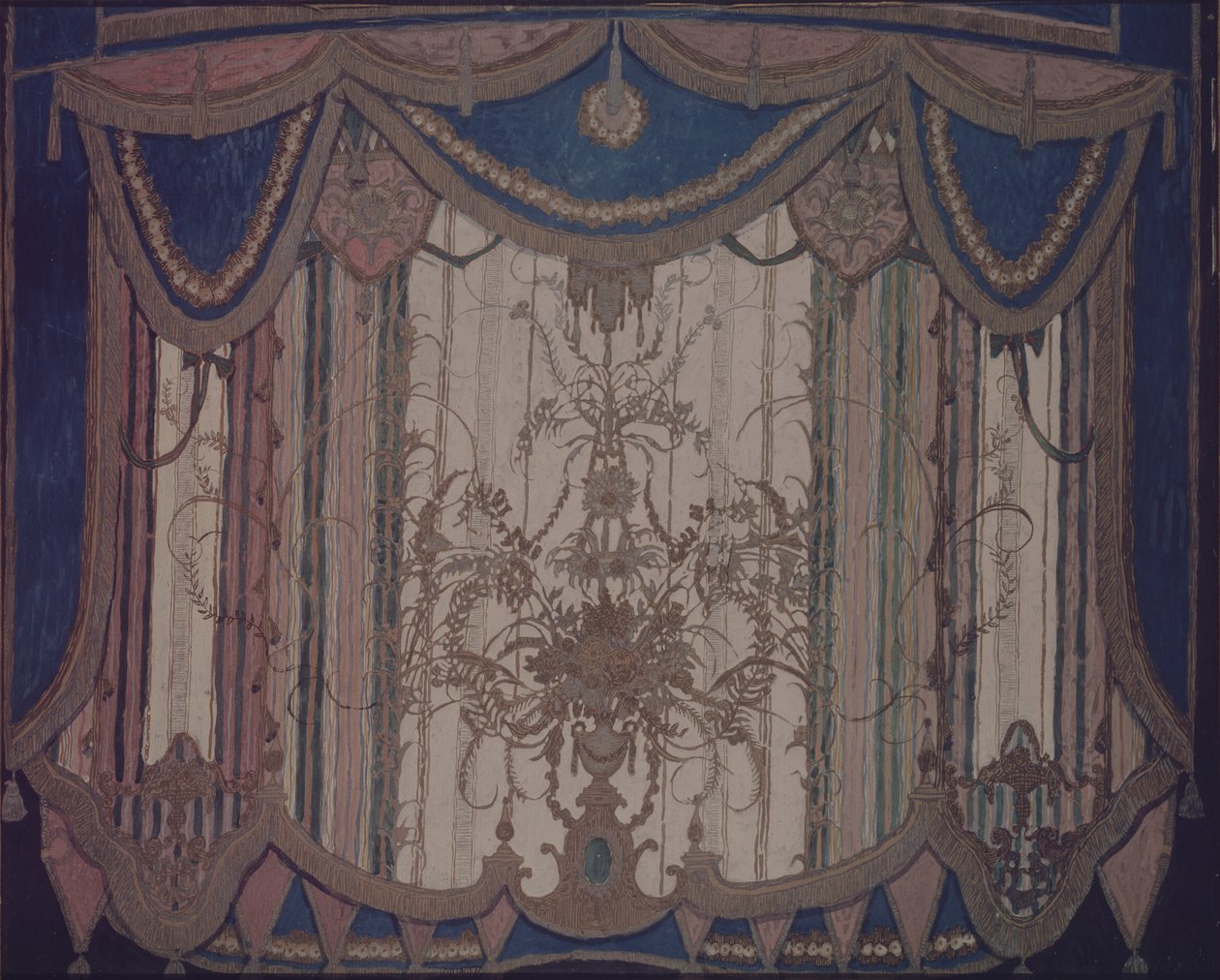 Conception de rideau pour la pièce de théâtre Le Masque de M. Lermontov, 1917 - Aleksandr Jakovlevic Golovin