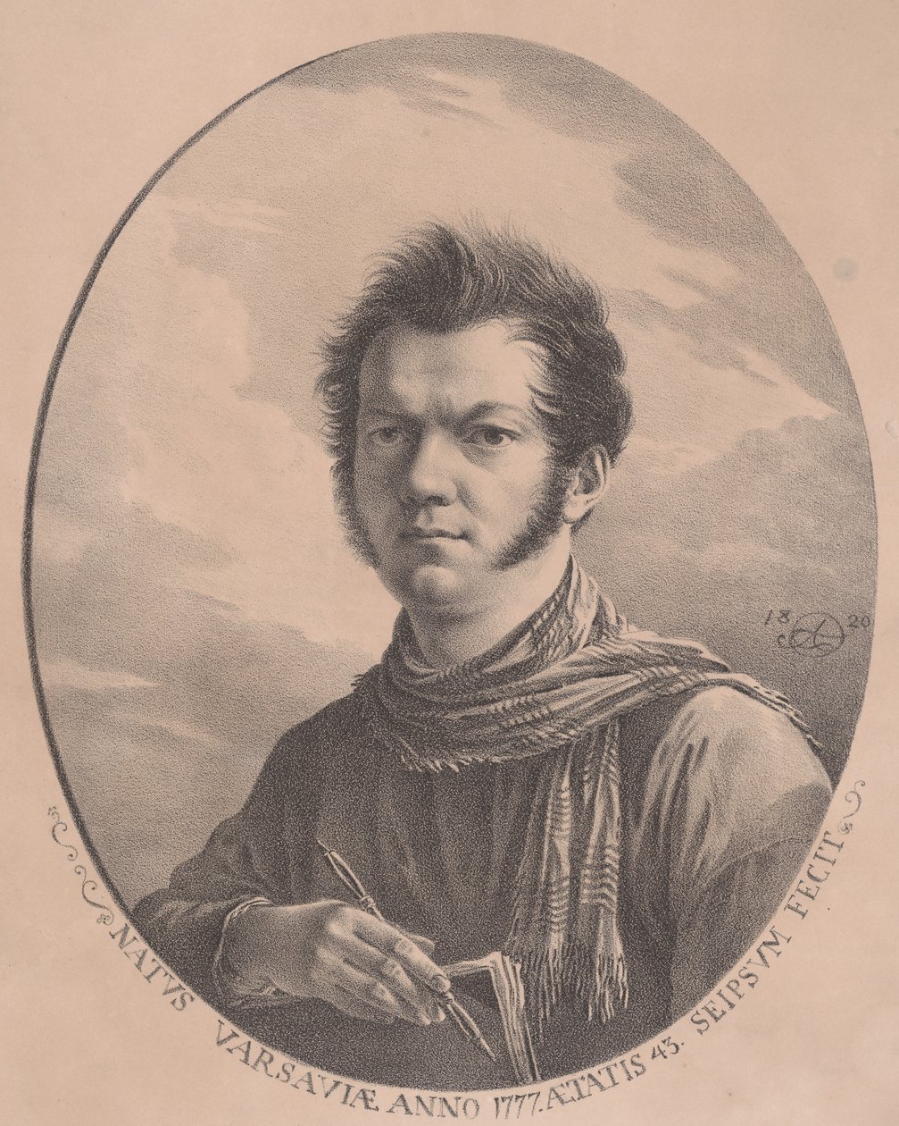 Autoportrait avec un album et un stylo, 1819 - Aleksandr Orlovsky