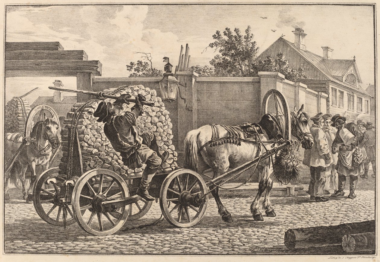 Portier russe transportant du bois sur une charrette - Aleksandr Osipovich Orlovskii