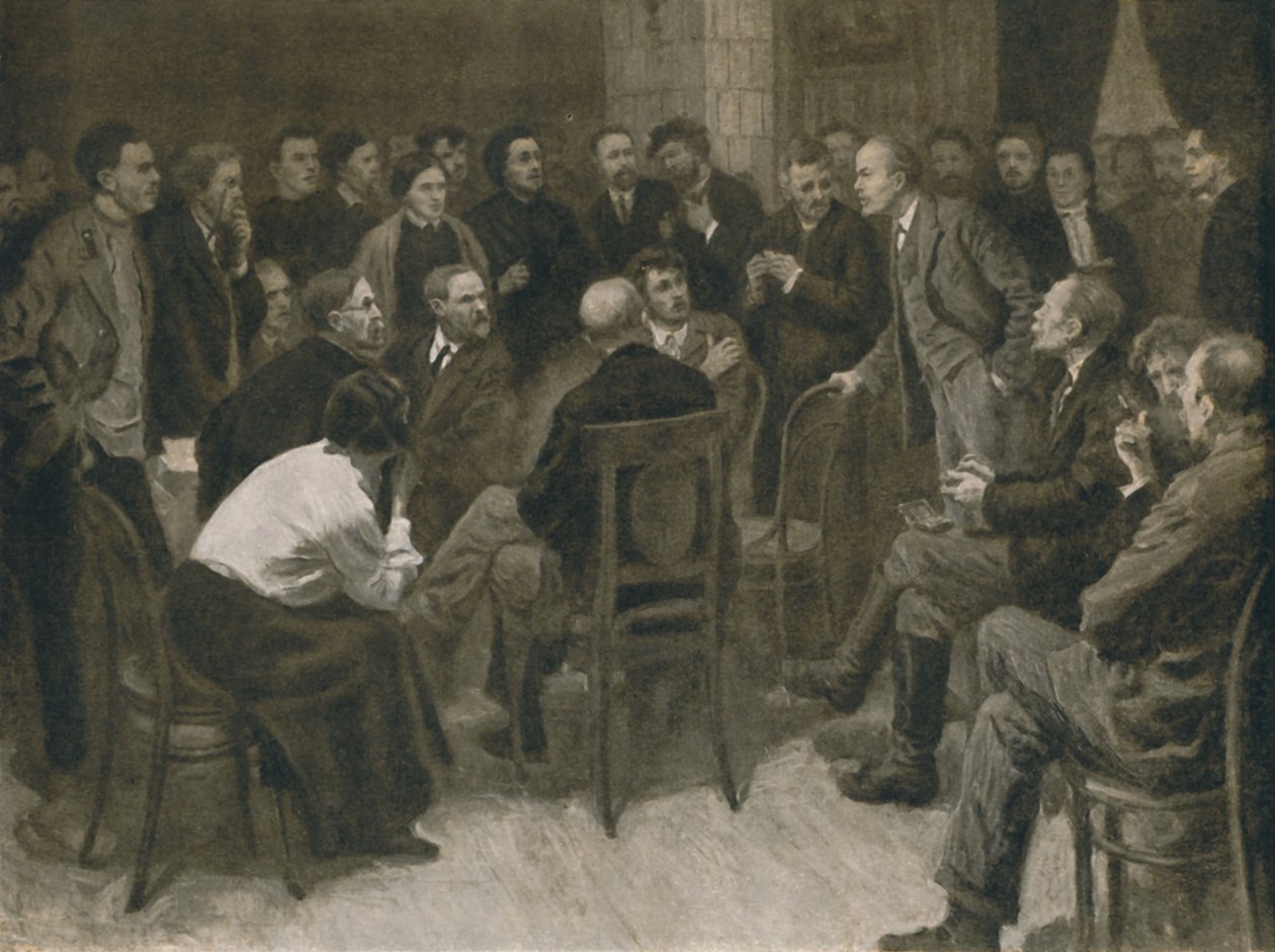 Lénine débattant avec le narodnik Vorontsov 1894, 1939 - Aleksandr Viktorovic Moravov
