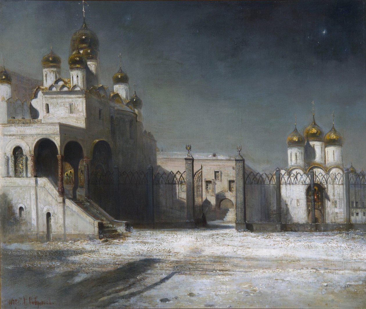 La place de la cathédrale au Kremlin de Moscou la nuit, 1878 - Alexei Kondratjewitsch Sawrassow