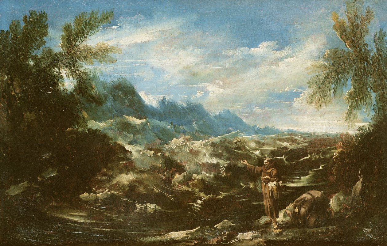 Saint Antoine de Padoue prêchant aux poissons à Rimini, vers 1720-25 - Alessandro Magnasco