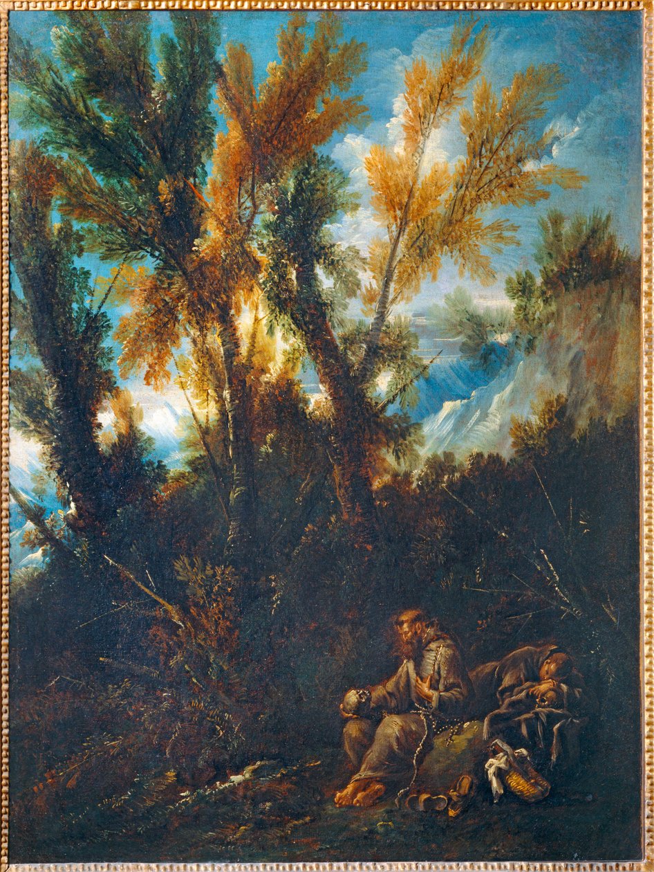 Deux ermites dans un bois - Two hermits in a foreSt ... - Alessandro (style of) Magnasco