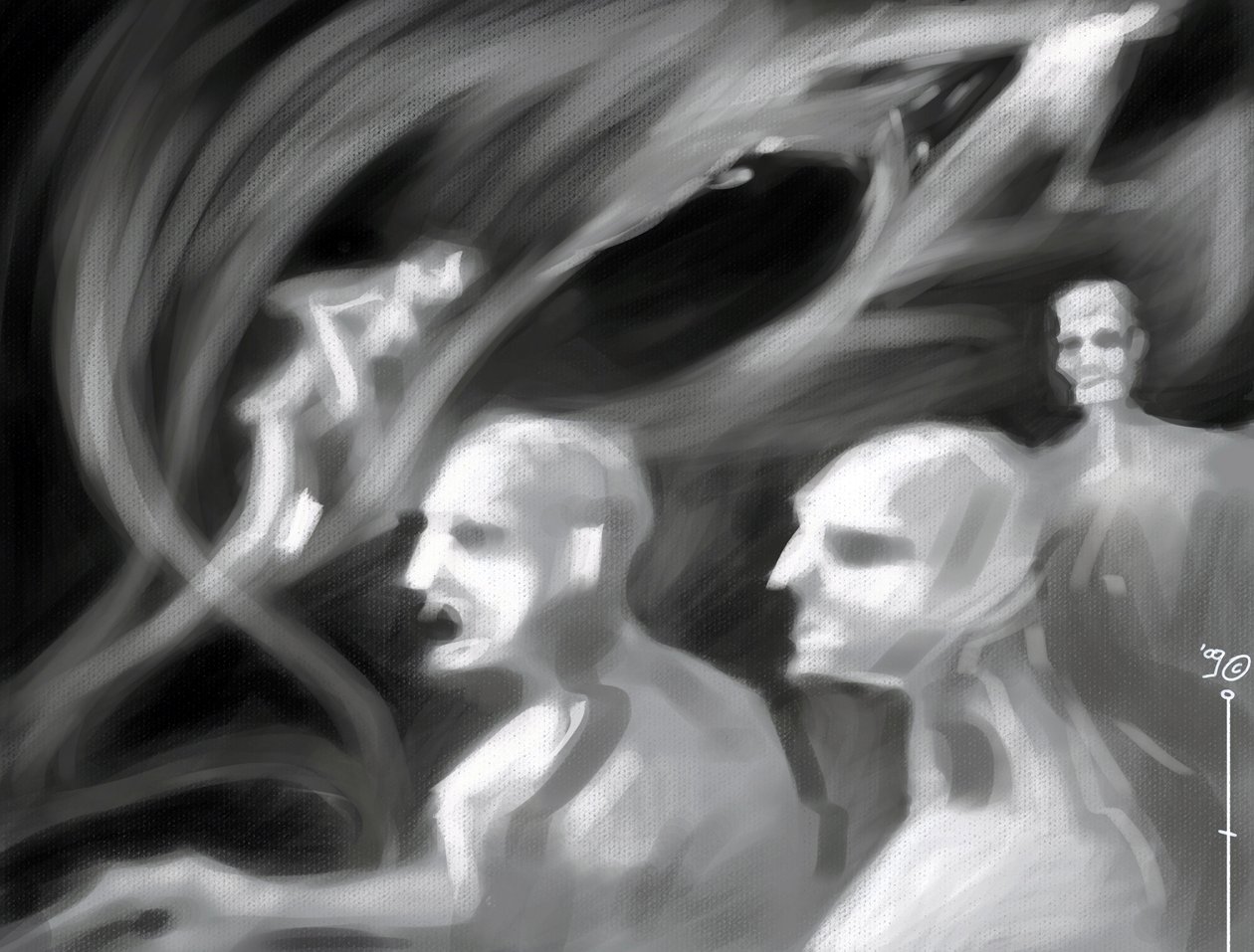 Créatures fantastiques : un groupe de spectres Dessin par Alessandro Lonati - Alessandro Lonati
