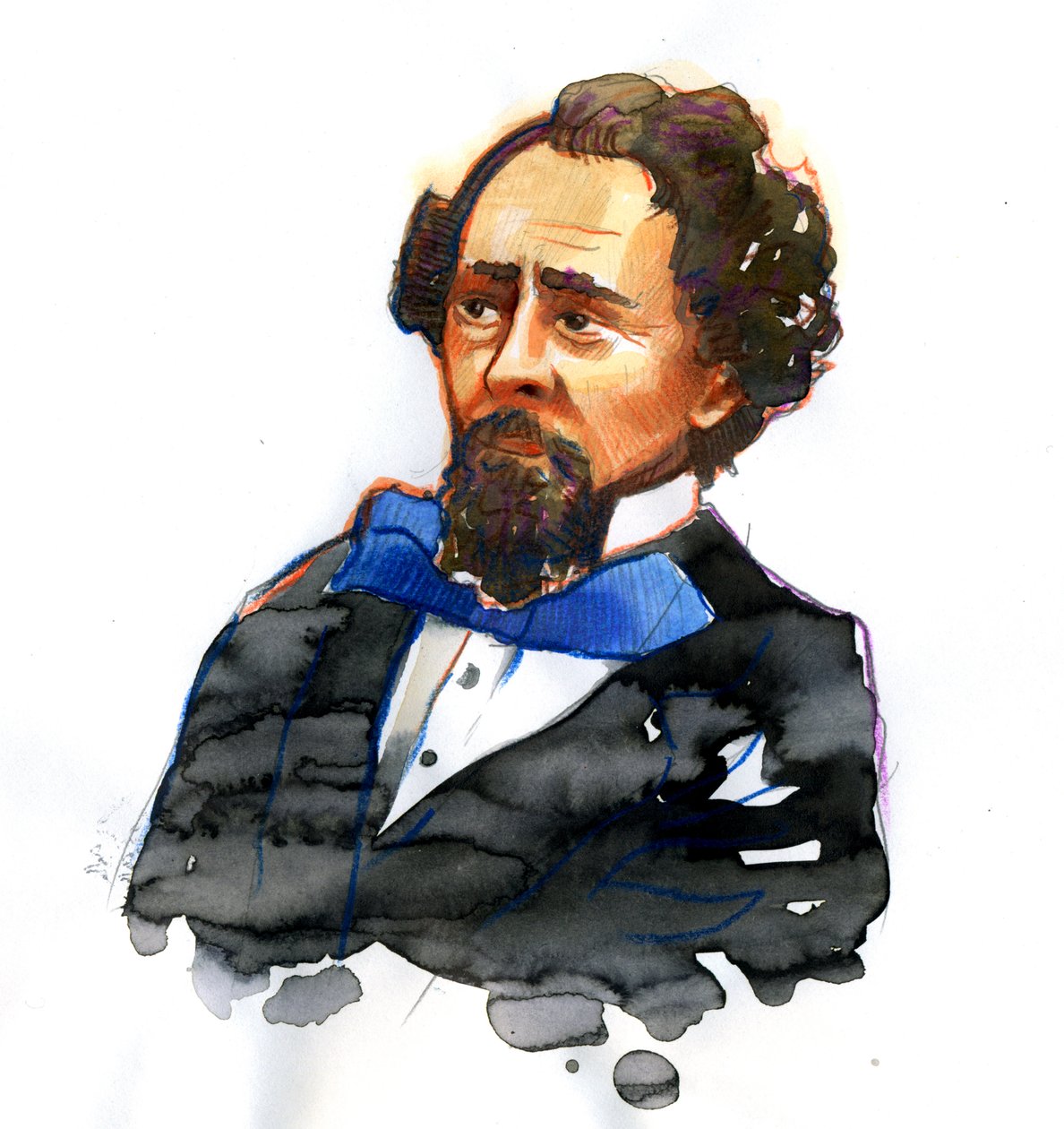 Portrait de Charles Dickens (1812-1870) Écrivain anglais - Alessandro Lonati