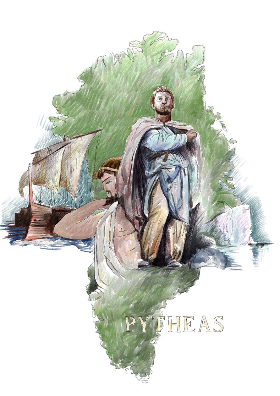 Représentation de Pythéas explorateur grec de Massalia, IVe siècle av. J.-C. - Illustration par Alessandro Lonati - Alessandro Lonati