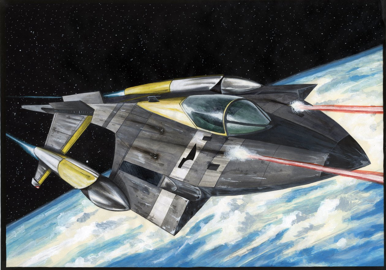 Illustration de science-fiction : vaisseau spatial avec la conquête de l