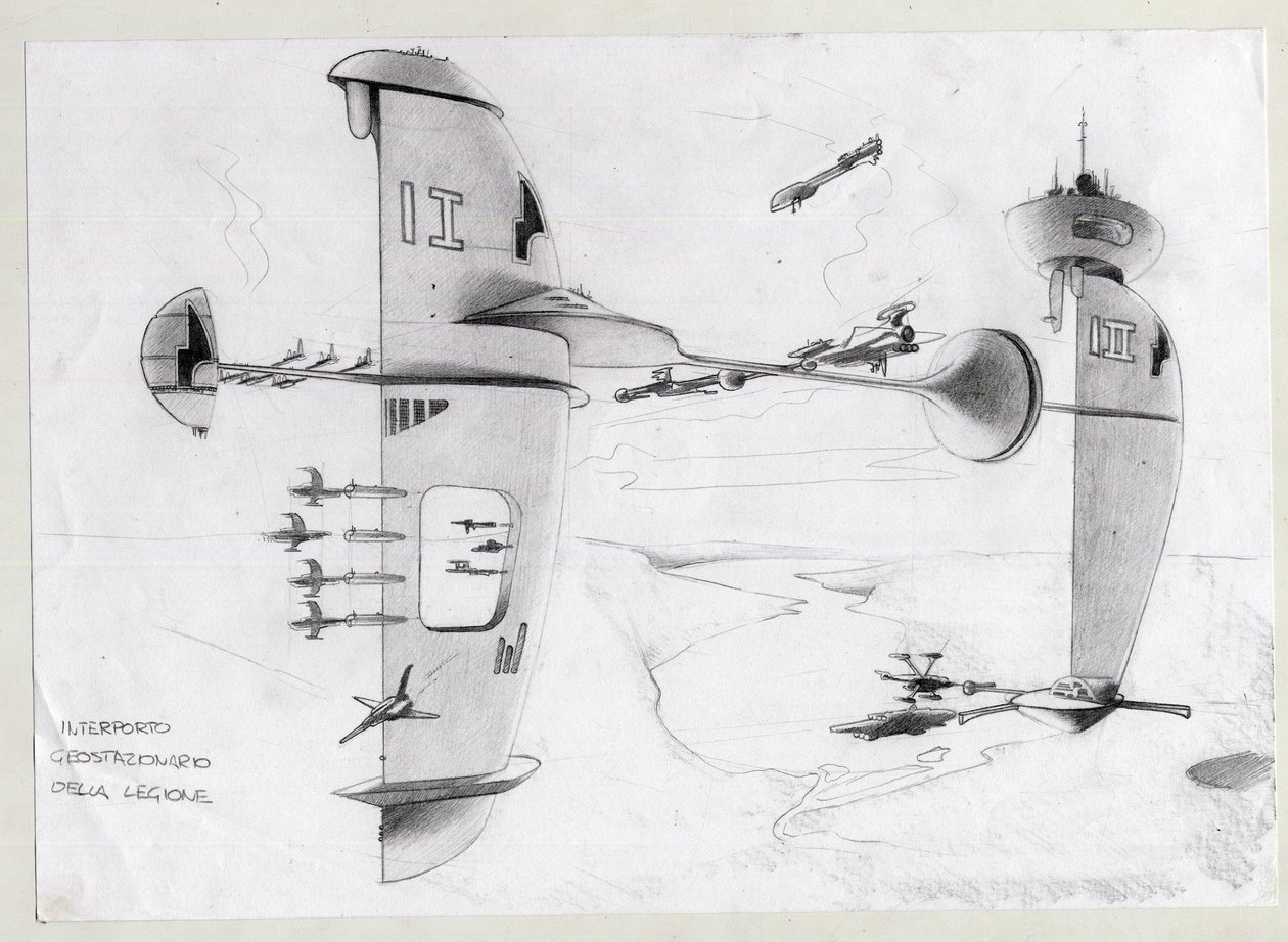 Illustration de science-fiction : base spatiale dans l