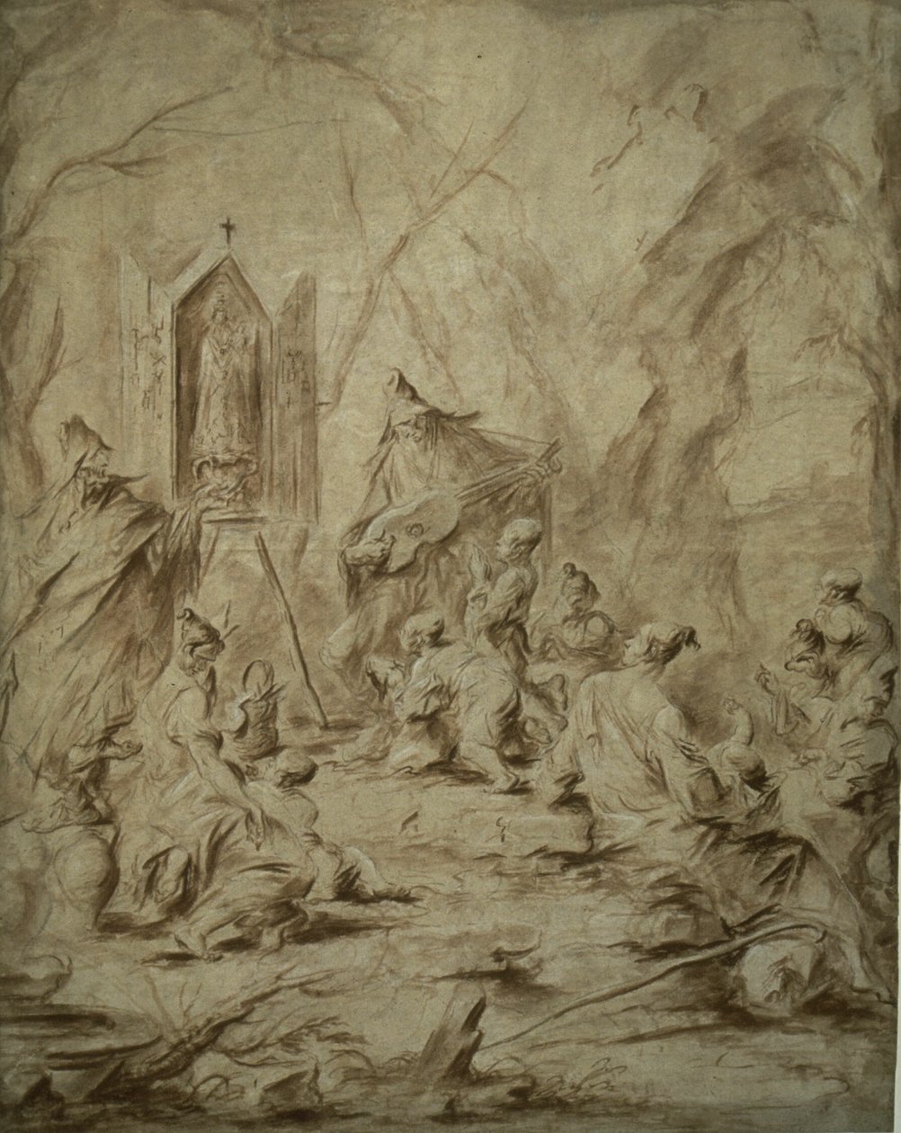 Chanteuse de ballades dans un sanctuaire de la Vierge - Alessandro Magnasco