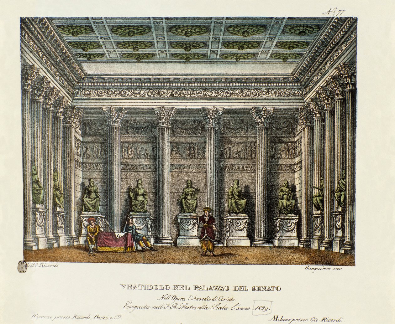 Le vestibule du Palais du Sénat (Acte I) Scénographie pour la représentation au Teatro alla Scala à Milan en 1829 de l