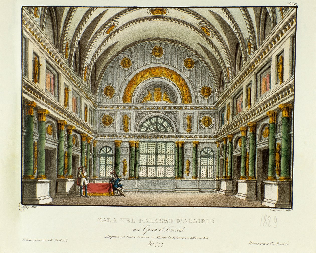 Vue du palais du roi de Syracuse Argirio Scénographie pour la représentation à Milan en 1829 de l