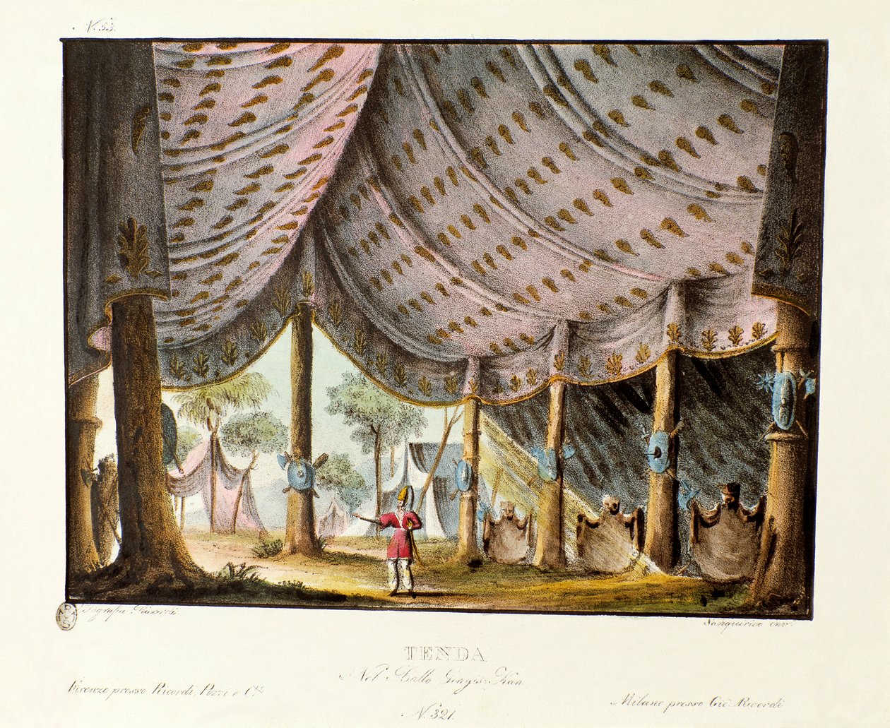 Vue de la tente royale de Gengis Khan, scénographie pour le ballet Genis-Kan par le chorégraphe italien Giovanni Galzerani (1828) - Alessandro Sanquirico