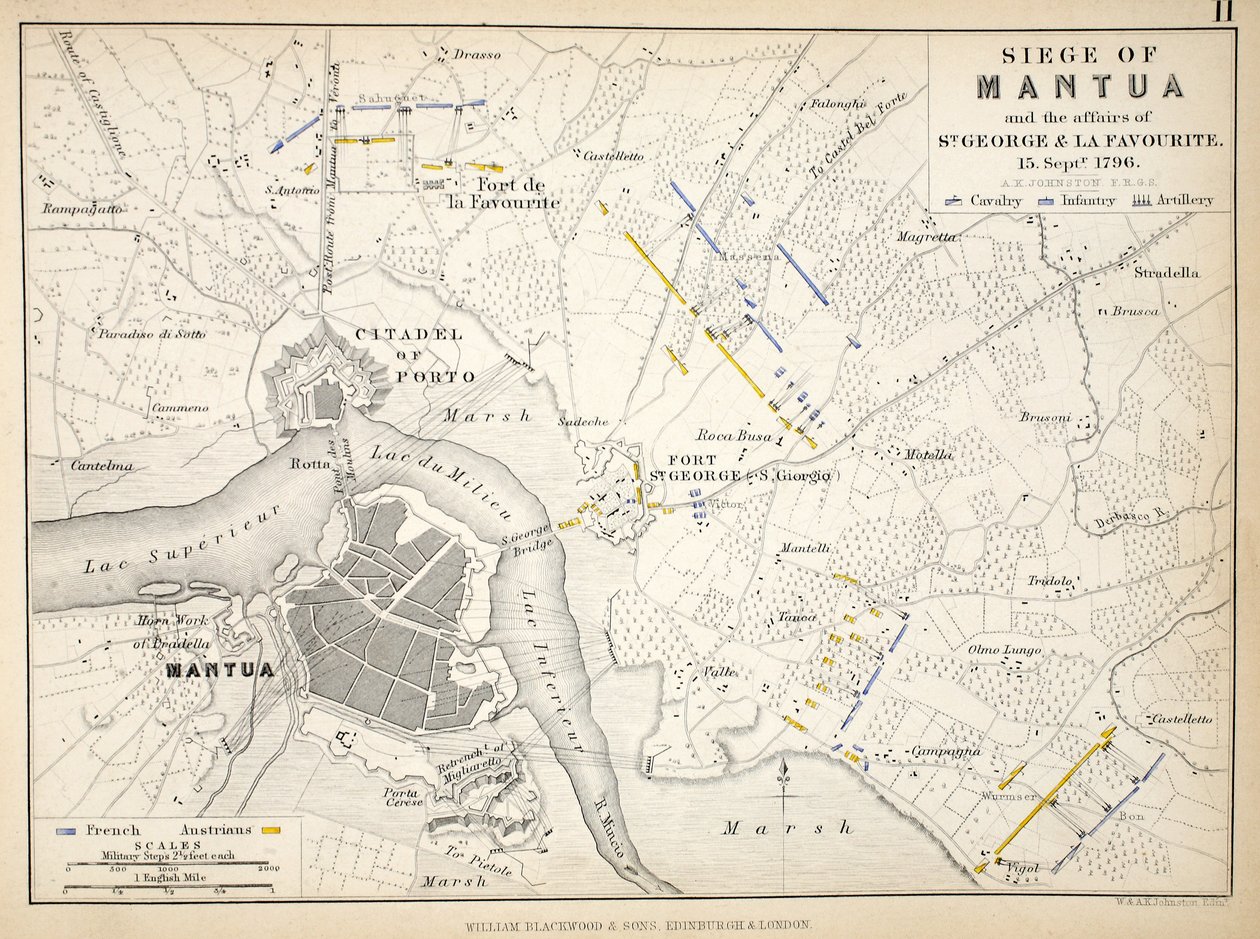 Carte du siège de Mantoue, publiée par William Blackwood and Sons, Édimbourg et Londres, 1848 - Alexander Keith Johnston