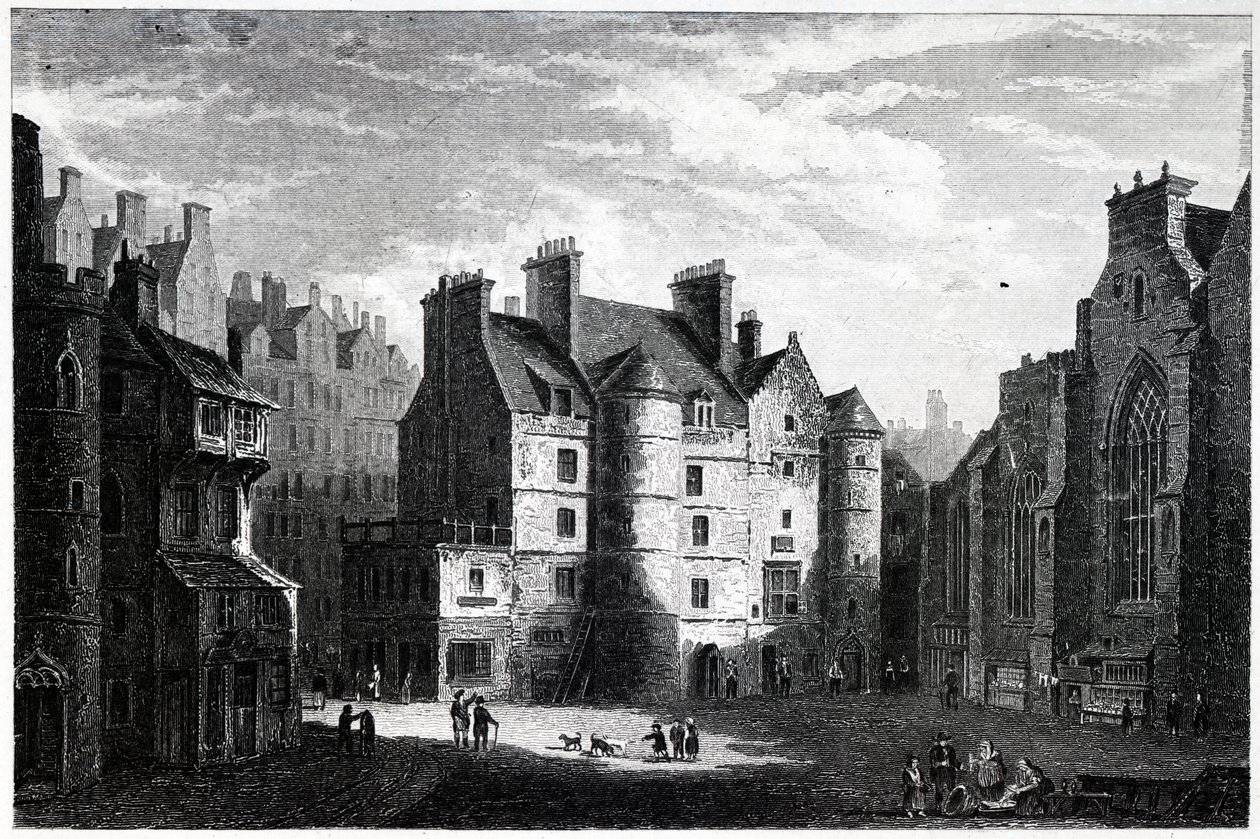 Ancien Tolbooth, Édimbourg, gravé par Edward Finden - Alexander Nasmyth