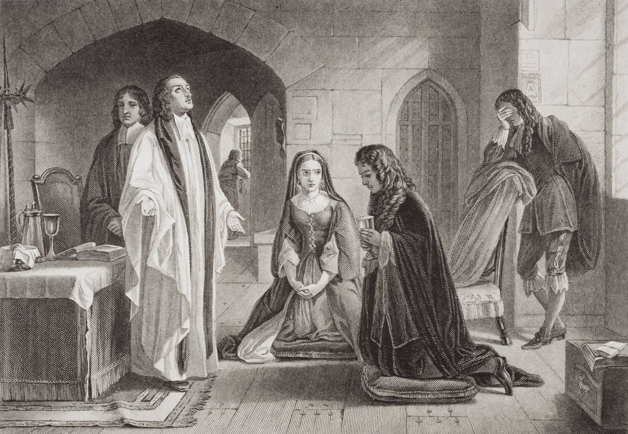 Lord William Russell recevant le sacrement avant son exécution le 21 juillet 1683, tiré de 
