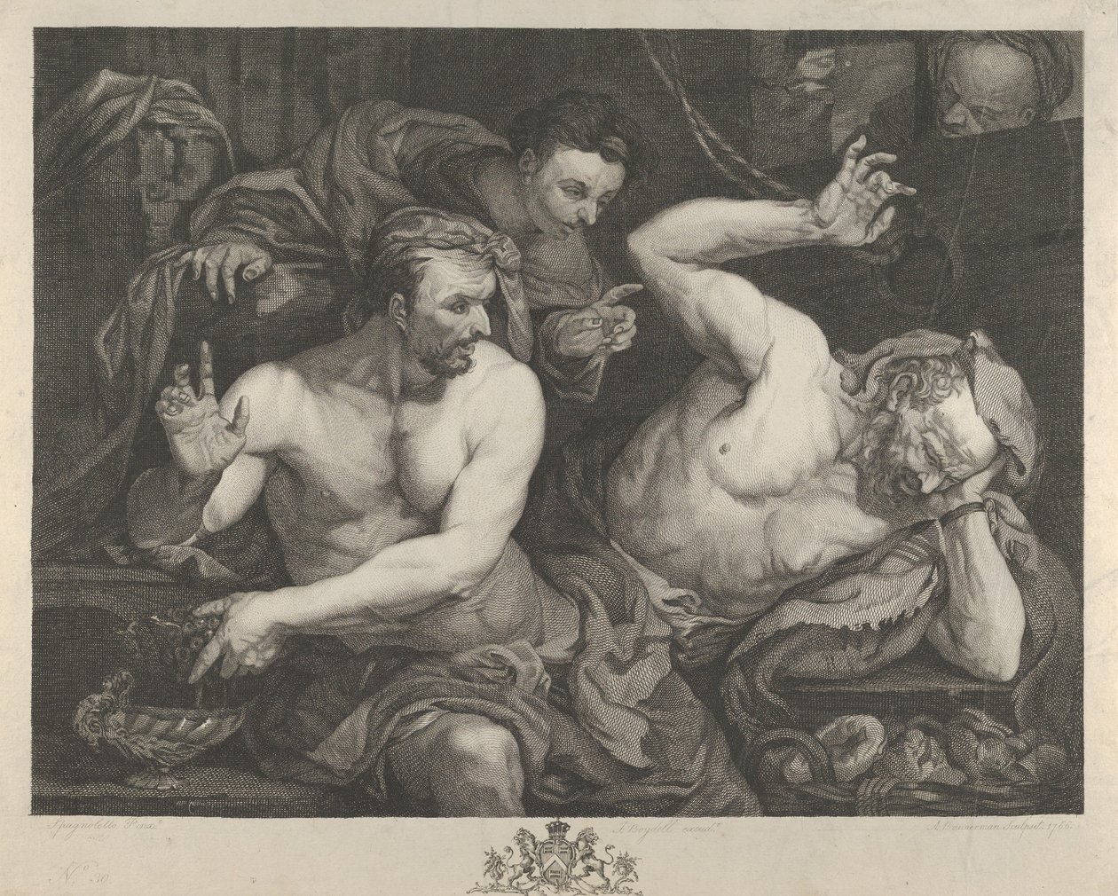 Joseph interprétant les rêves du chef échanson et du chef boulanger de Pharaon, 1766 - Alexander Bannerman