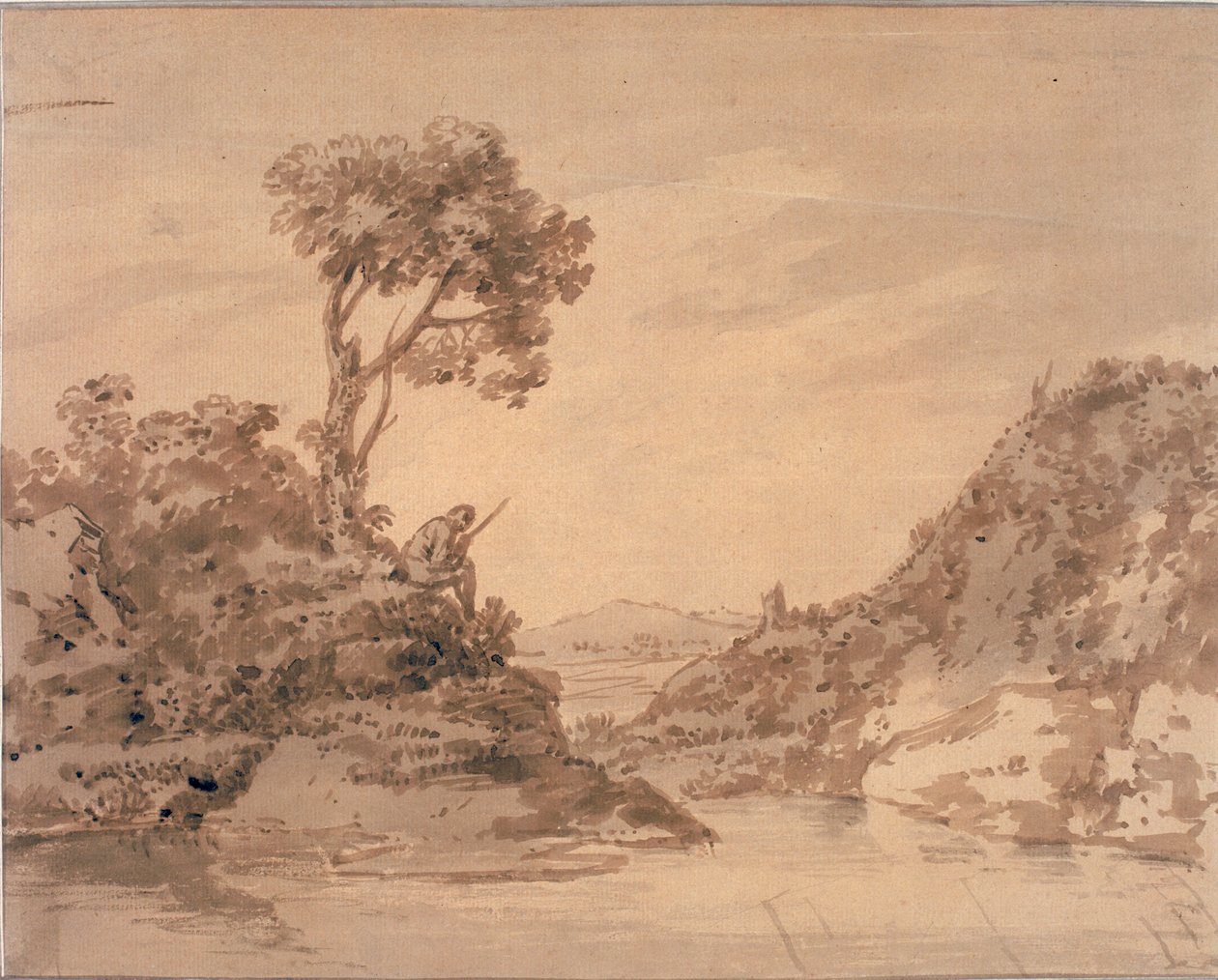 Paysage avec figure sur la rive d