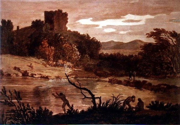 Paysage avec des hommes se baignant - Alexander Cozens