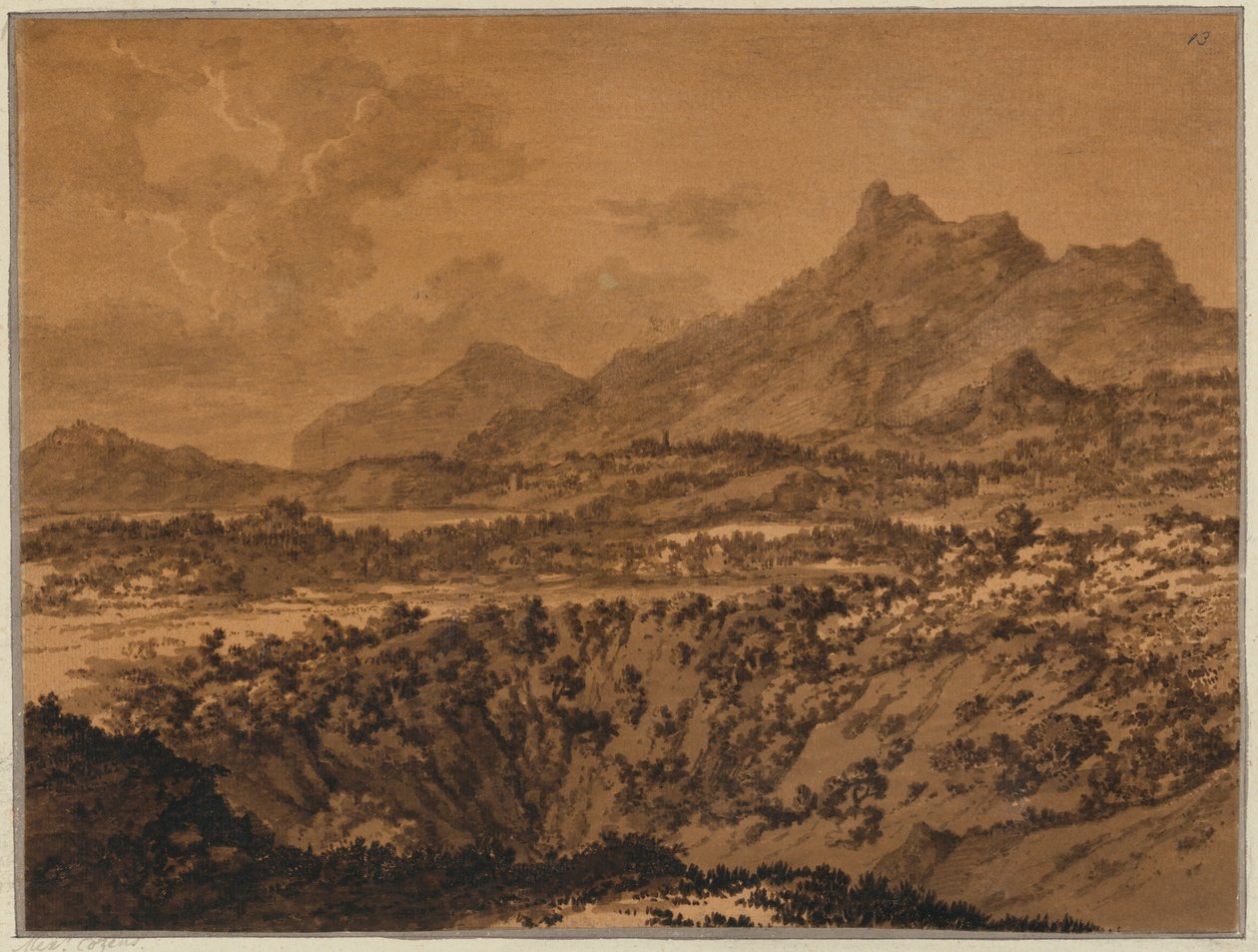Paysage de montagne avec un creux - Alexander Cozens