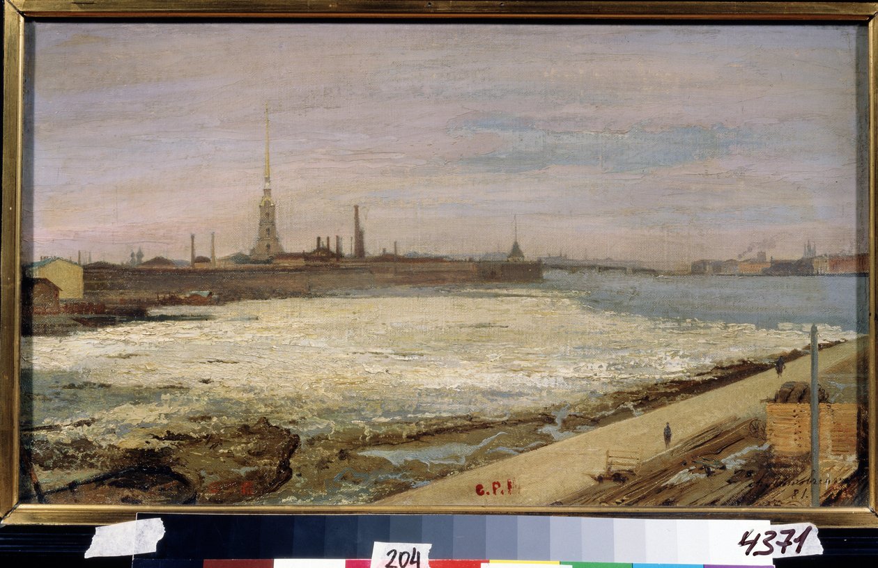 La dérive des glaces sur le fleuve Neva à Saint-Pétersbourg - Alexander Dimitrievitch Litovtchenko