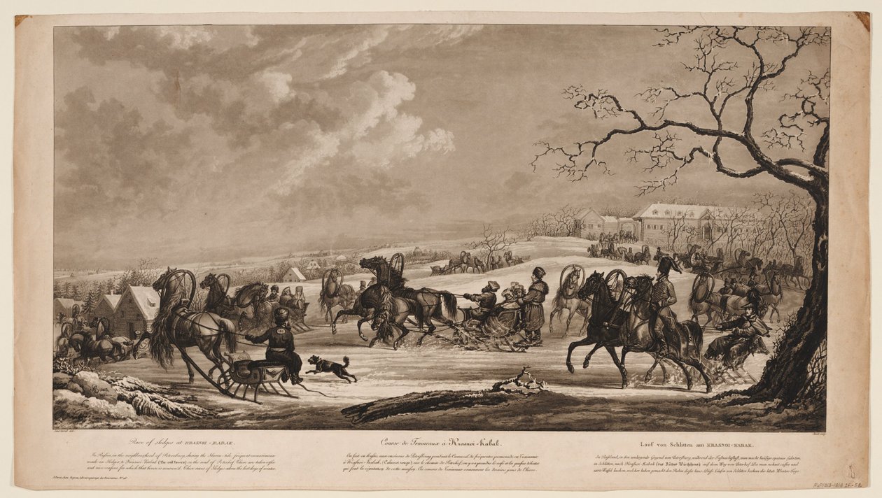 Course de traîneaux à Krasny Kabachok Petite Taverne Rouge, 1814 - Alexander Ivanovich Sauerweid