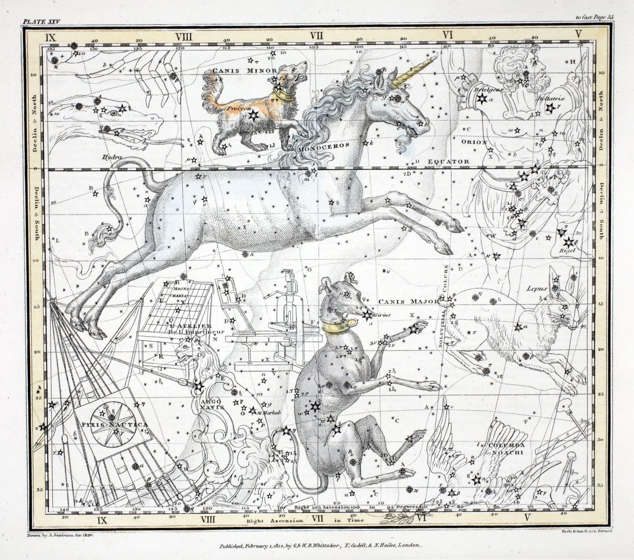 Les constellations (Planche XXV) Canis Major, Canis Minor, Monoceros, Argo Navis, l