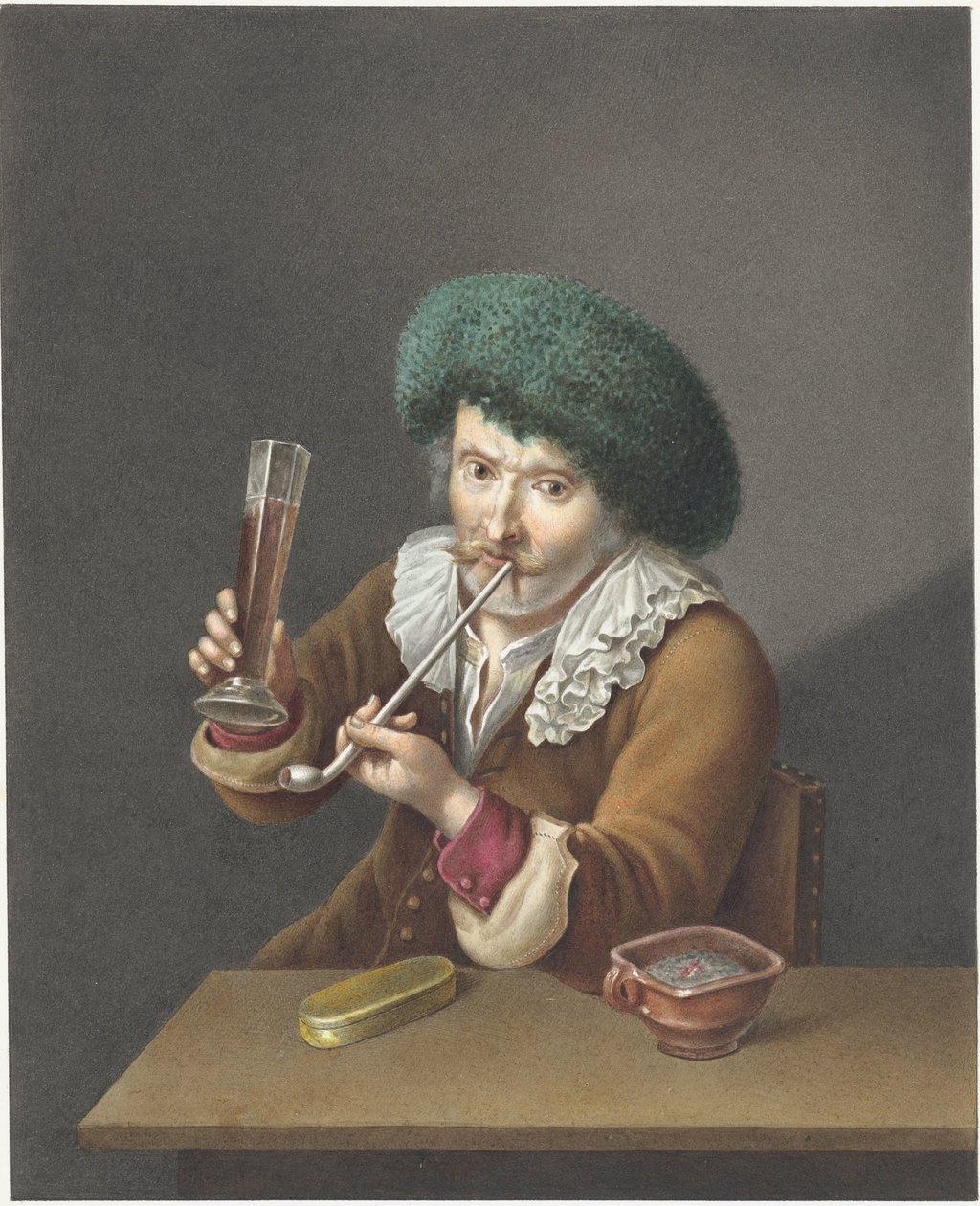 Homme assis avec un verre et une pipe - Alexander Liernur