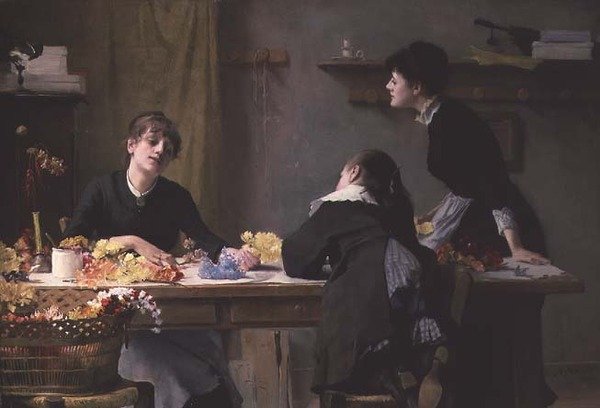 Travailleurs de fleurs artificielles - Alexander Mann