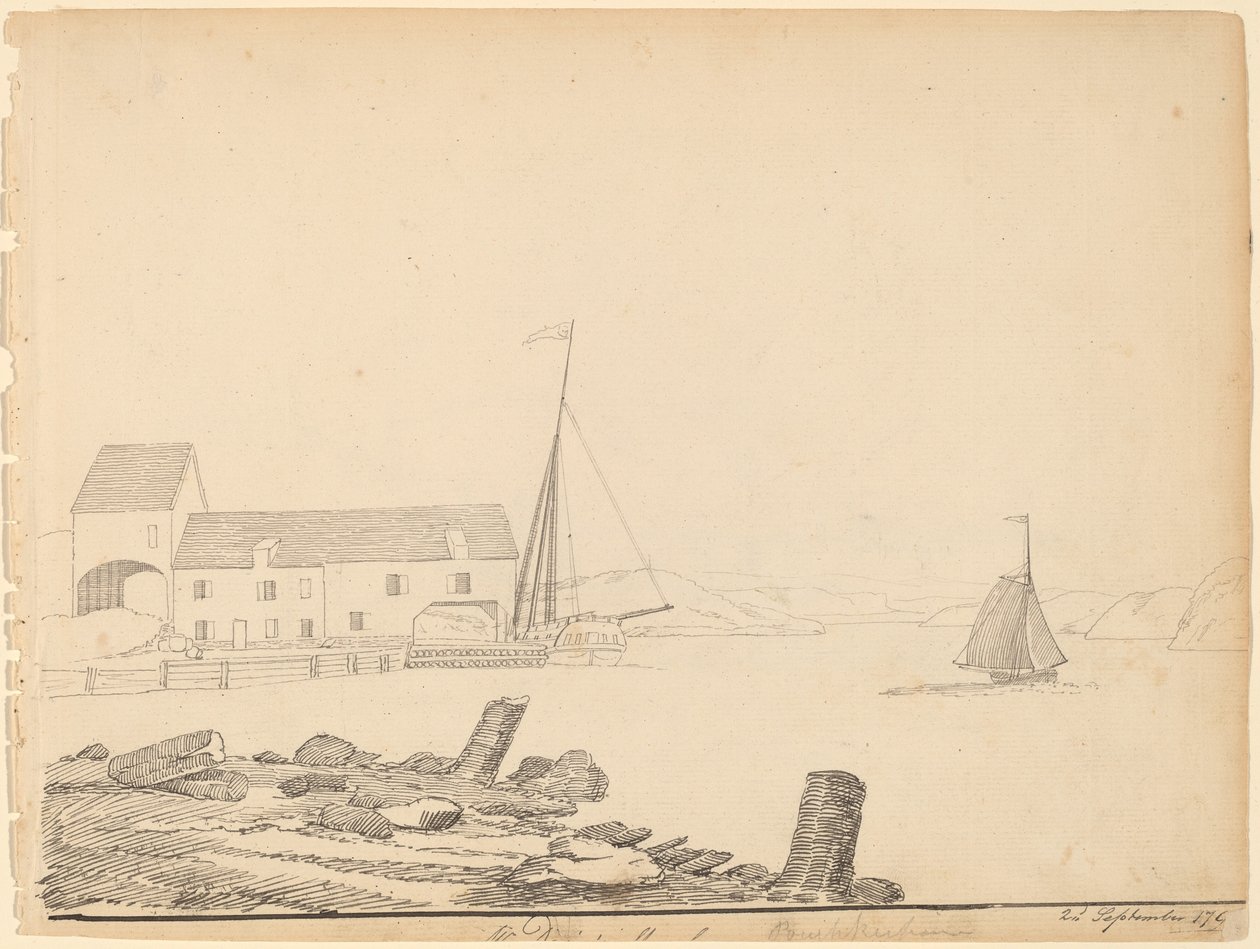 Débarquement sur la rivière Hudson [recto] - Alexander Robertson