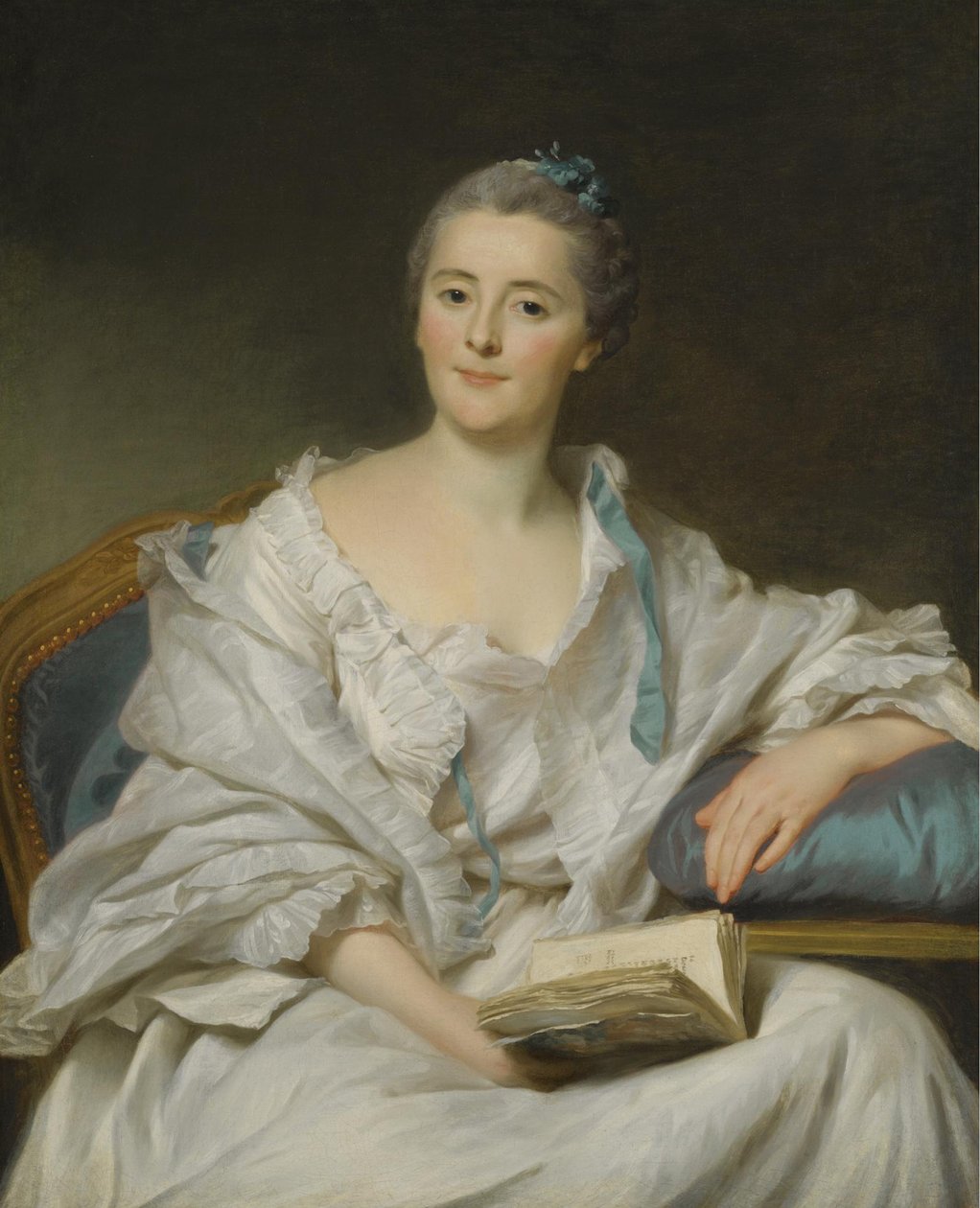 Portrait de Marie-Françoise Julie Constance Filleul, Marquise de Marigny avec un livre - Alexander Roslin