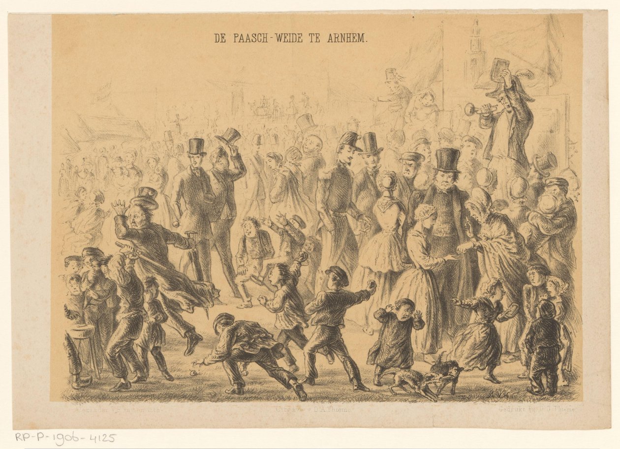 Personnes sur la prairie de Pâques à Arnhem - Alexander Ver Huell