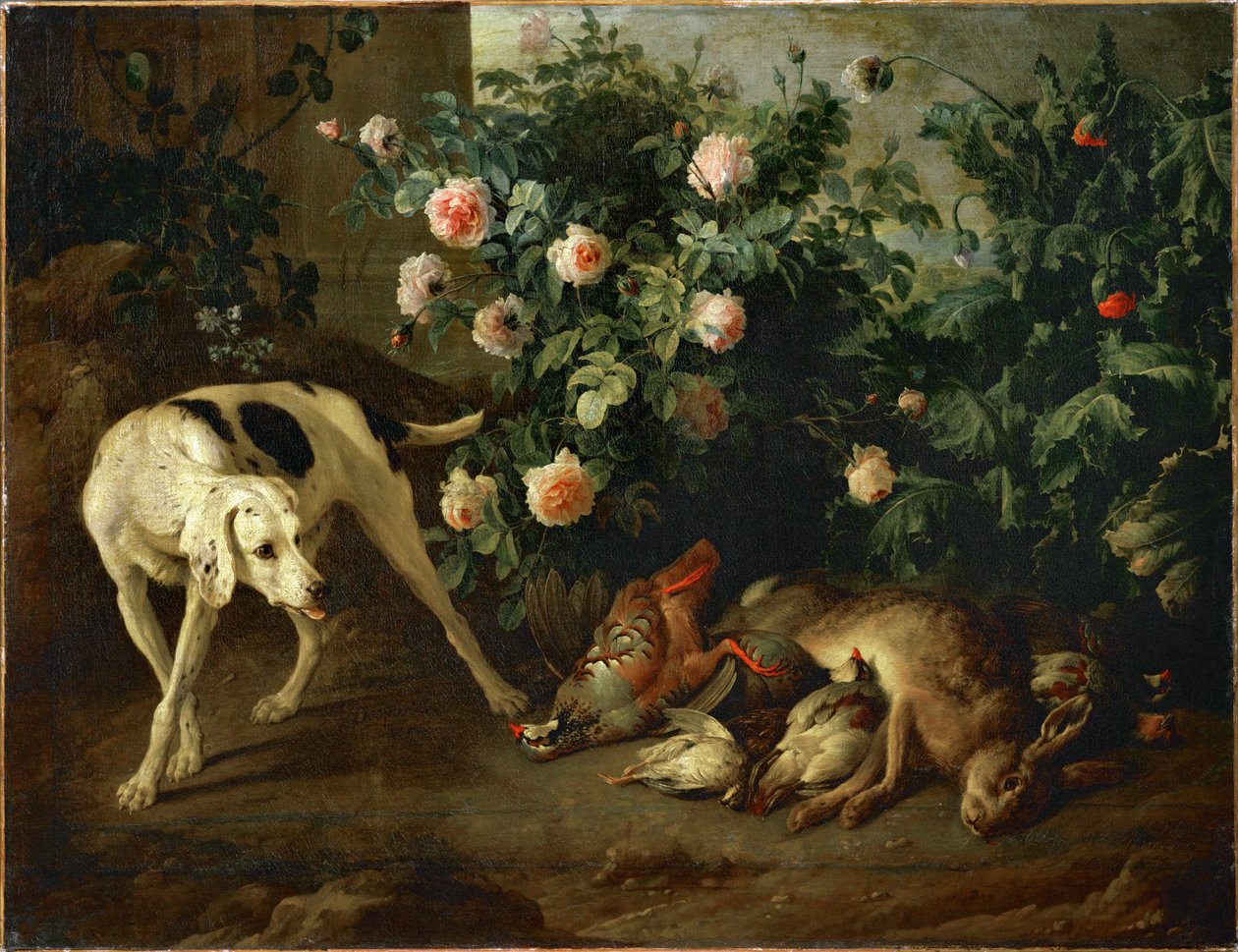 Chien gardant du gibier aupres d