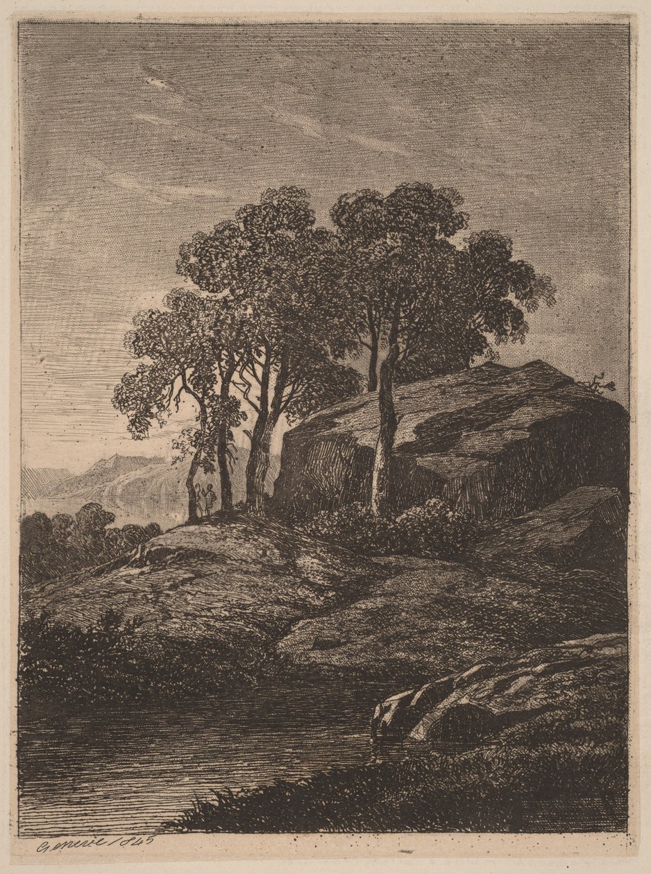 Arbres près d’un rocher - Alexandre Calame