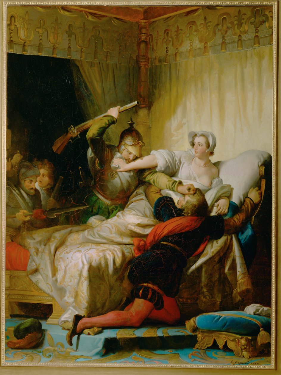Scène du massacre de Saint Barthélemy dans la chambre de la reine de Navarre ... - Alexandre Evariste Fragonard