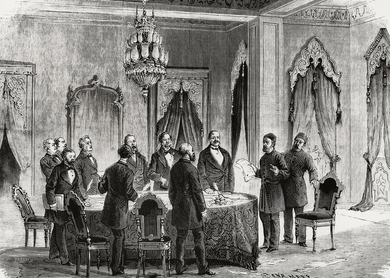 Conférence de Constantinople, décembre 1876, gravure, Turquie - Nicolas Toussaint Charlet