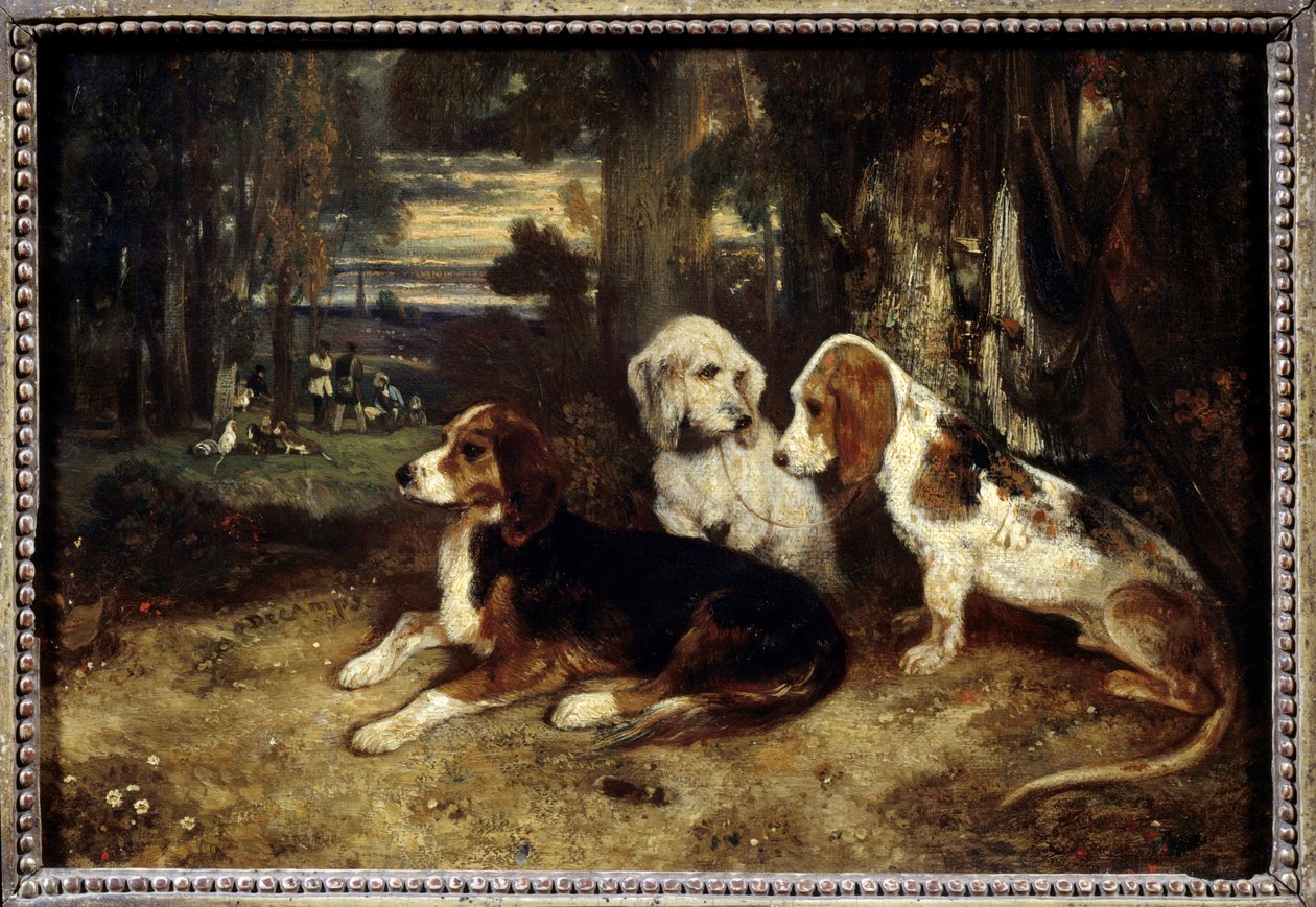 Chiens de chasse au repos - Alexandre Gabriel Decamps