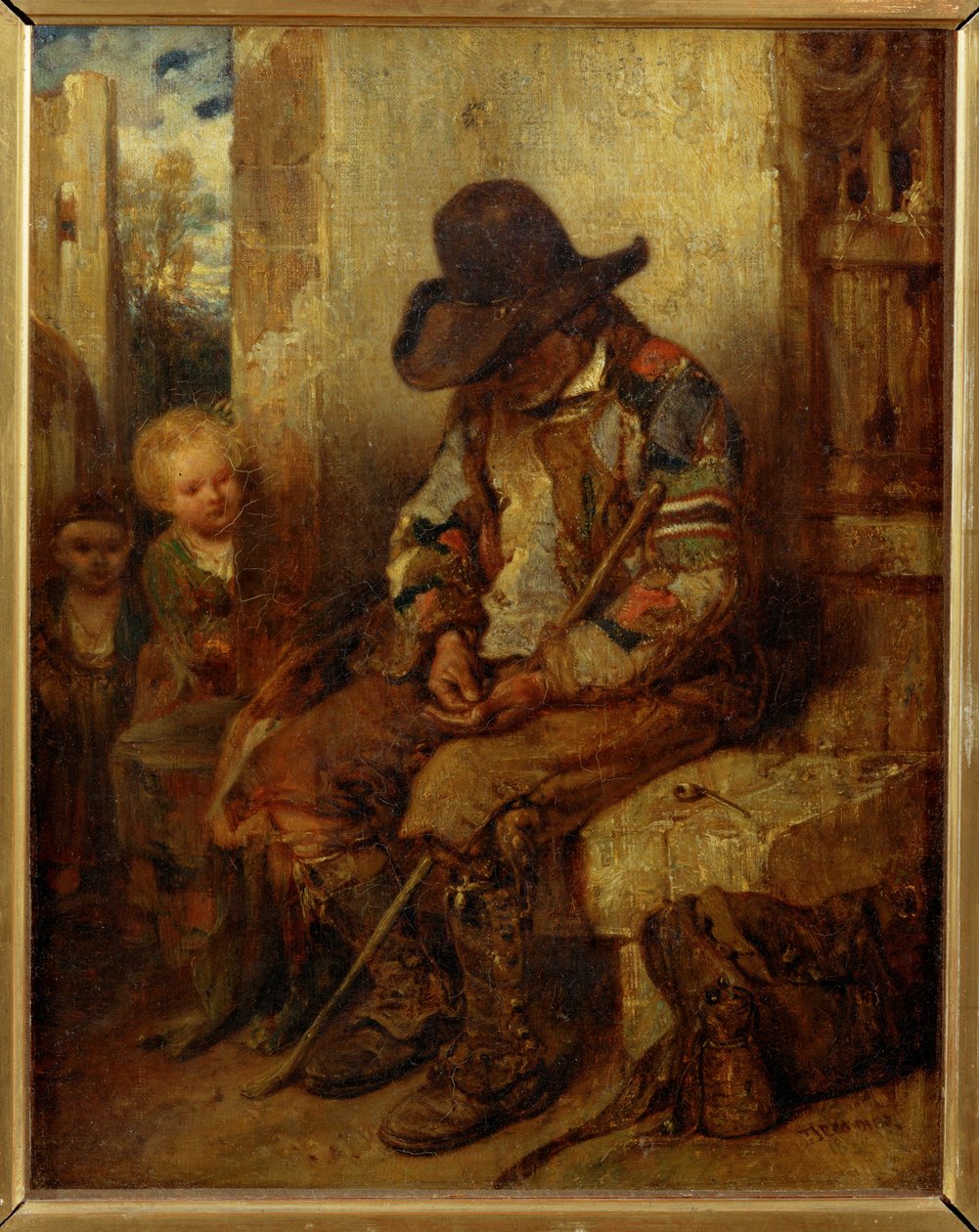 Mendiant comptant sa recette - A beggar counting his take ... - Alexandre Gabriel Decamps