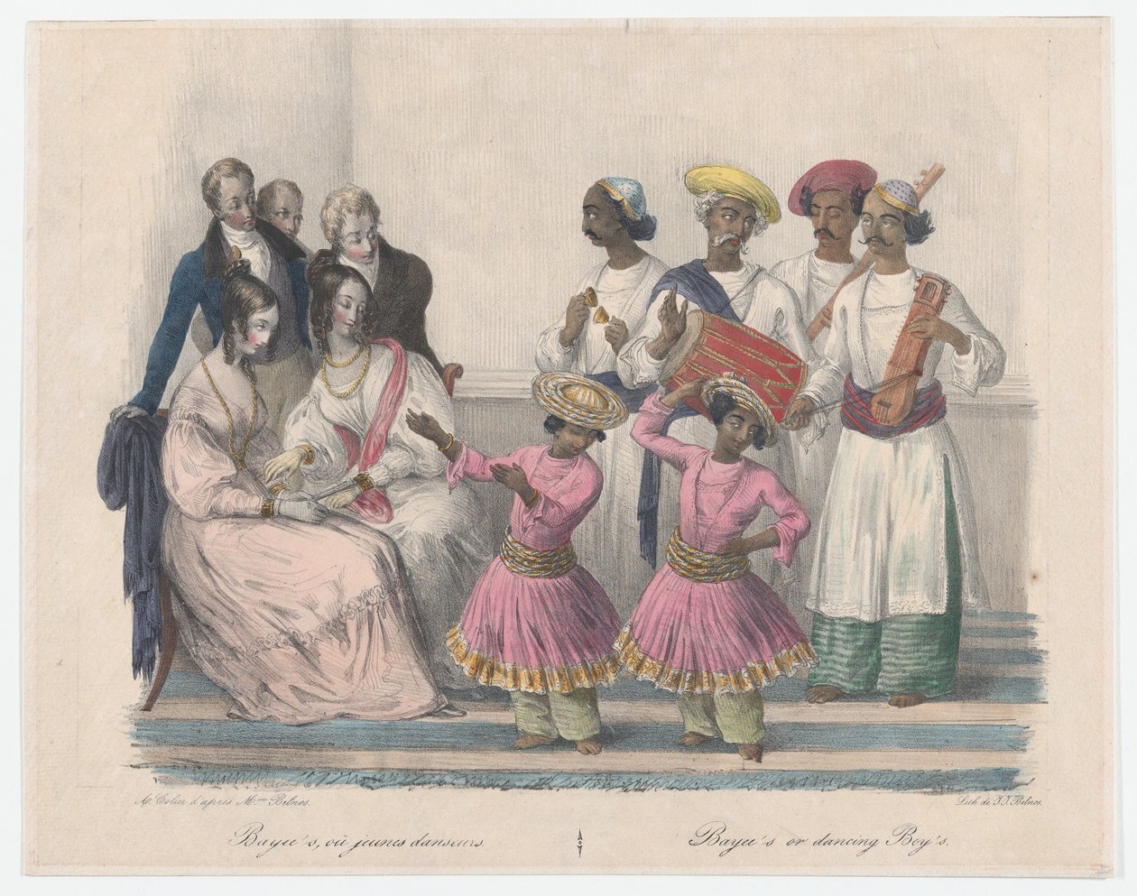 Bayees ou Garçons dansants, de Vingt-quatre Planches Illustratives des Mœurs Hindoues et Européennes - Alexandre Marie Colin