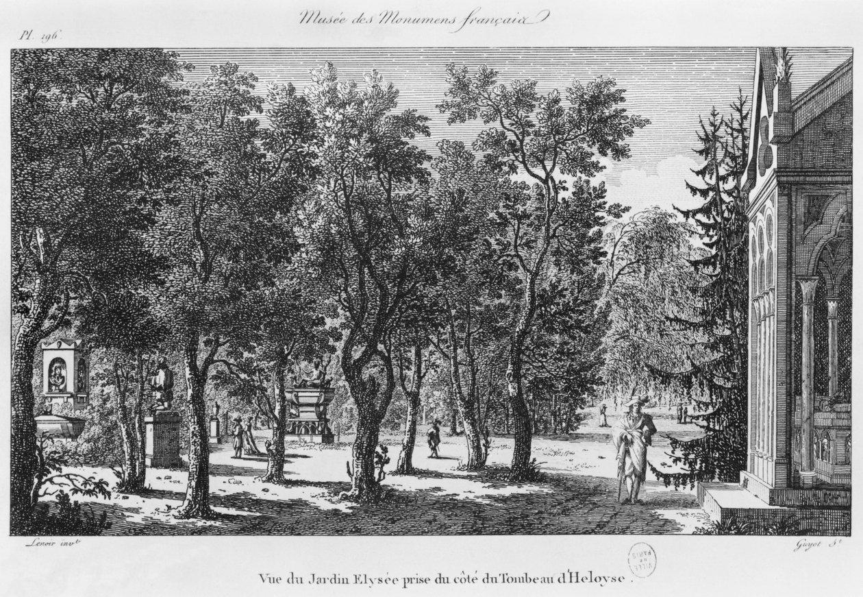 Musée des Monuments Français, Paris, vue du Jardin Élysée depuis la tombe d